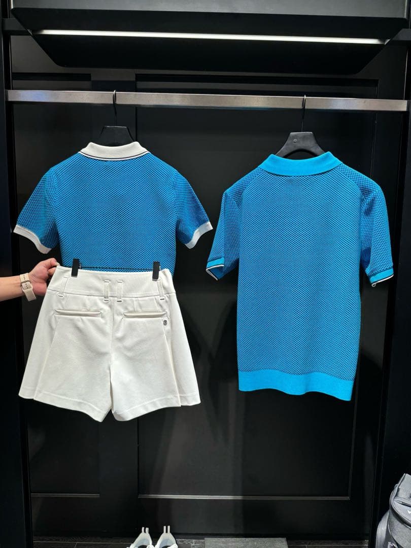 ジーフォア ゴルフ G/FORE Lサイズ ニットポロシャツ ブルー