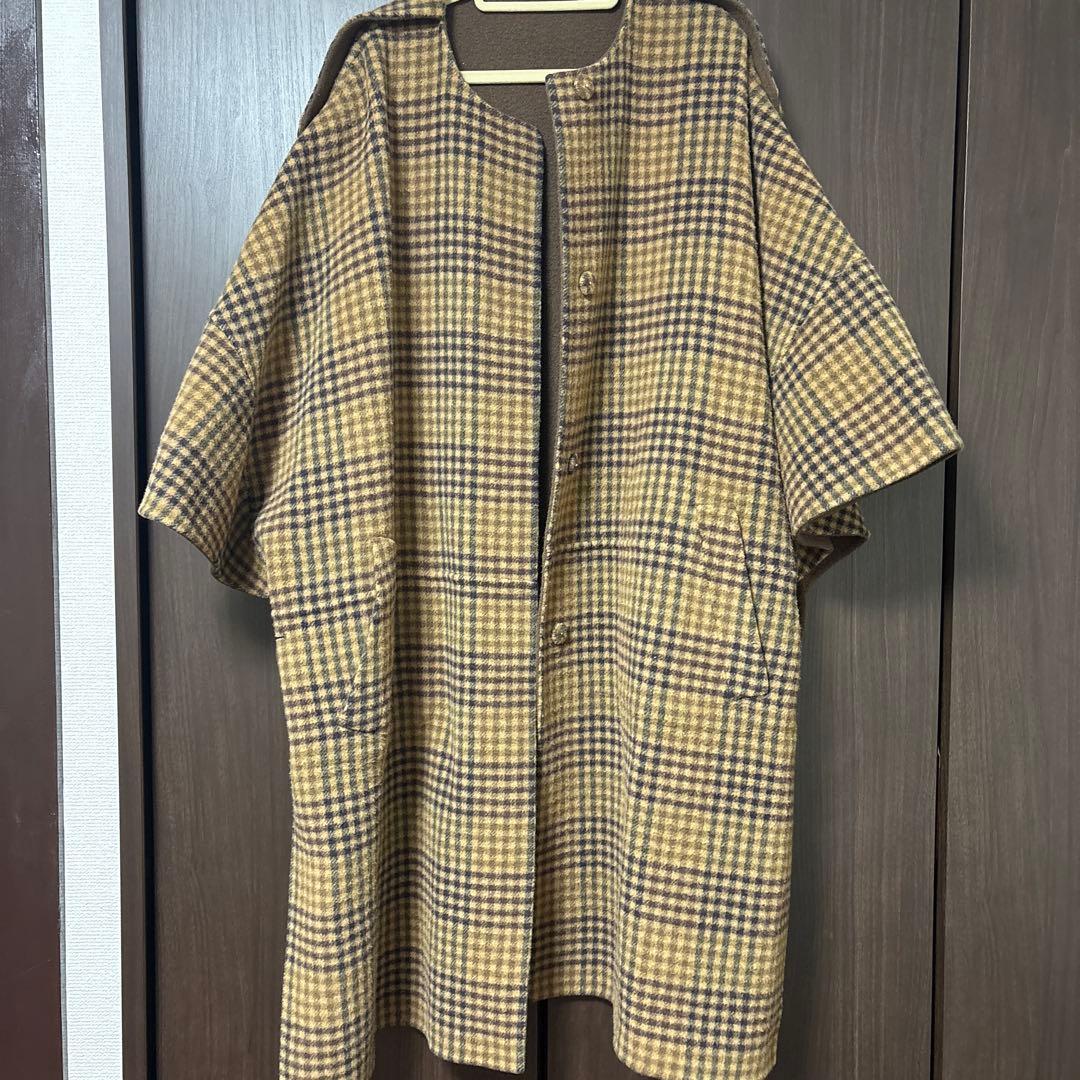 リバーシブルコート　ブラウン　チェック　lephil ルフィル