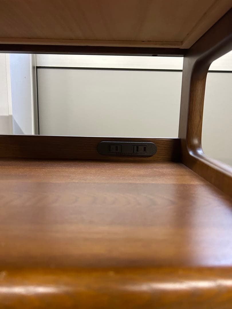 マルニ　天然木製　電話台・ファックス台 コンセント付き