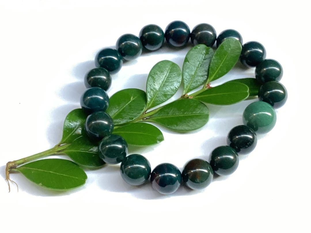 サックスブルー*出雲石ブレスレット 濃厚青緑 *希少色【碧玉】16cm 本物保証