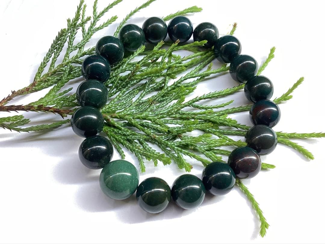 サックスブルー*出雲石ブレスレット 濃厚青緑 *希少色【碧玉】16cm 本物保証