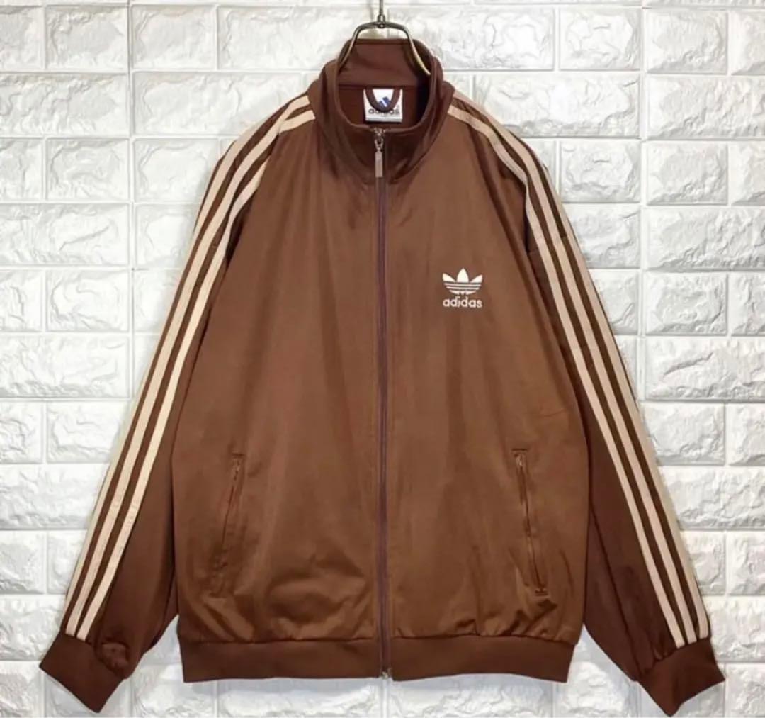 adidas アディダス トラックジャケット ブラウン ベージュ - メルカリ