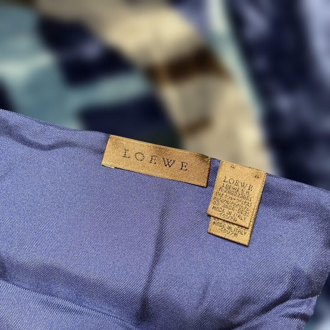 LOEWE ネイビー ベルベット風ストール　美品