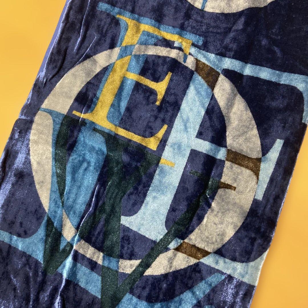 LOEWE ネイビー ベルベット風ストール　美品