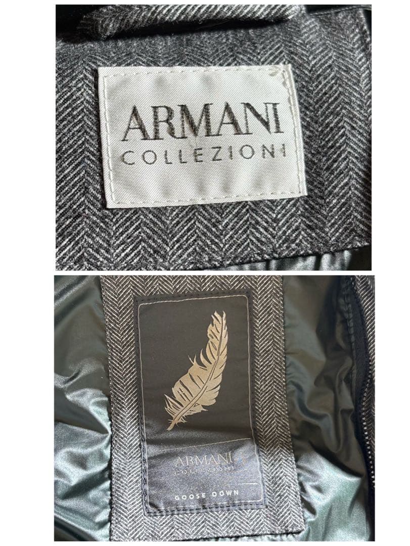 XL相当 2way アルマーニコレツォーニ ダウンジャケット ヘリンボーン