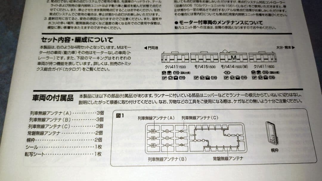 TOMIX JR415 1500系電車(九州色) 4両【車番インレタ貼付】