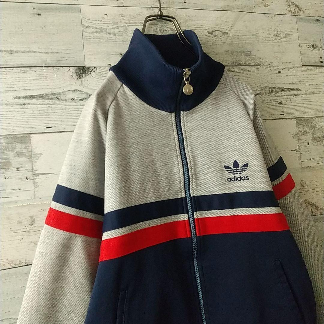 超希少☆西ドイツ アディダス 刺繍ロゴ トラックジャケット デサント 80s L