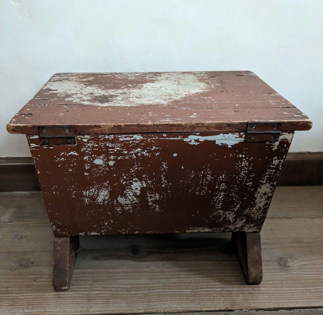 三連休値下げ アンティーク　ヴィンテージ　ペイント　フットスツール　収納