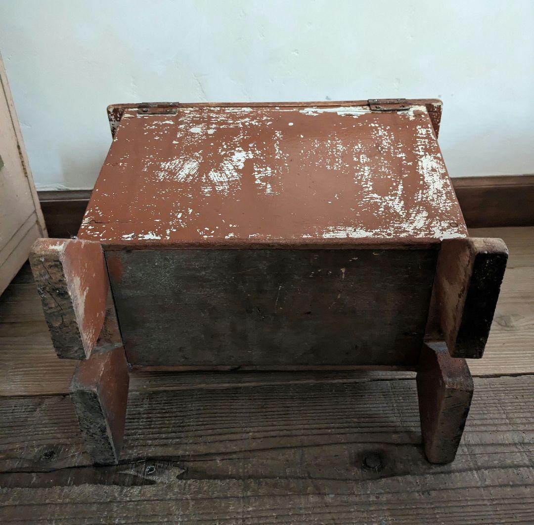 三連休値下げ アンティーク　ヴィンテージ　ペイント　フットスツール　収納