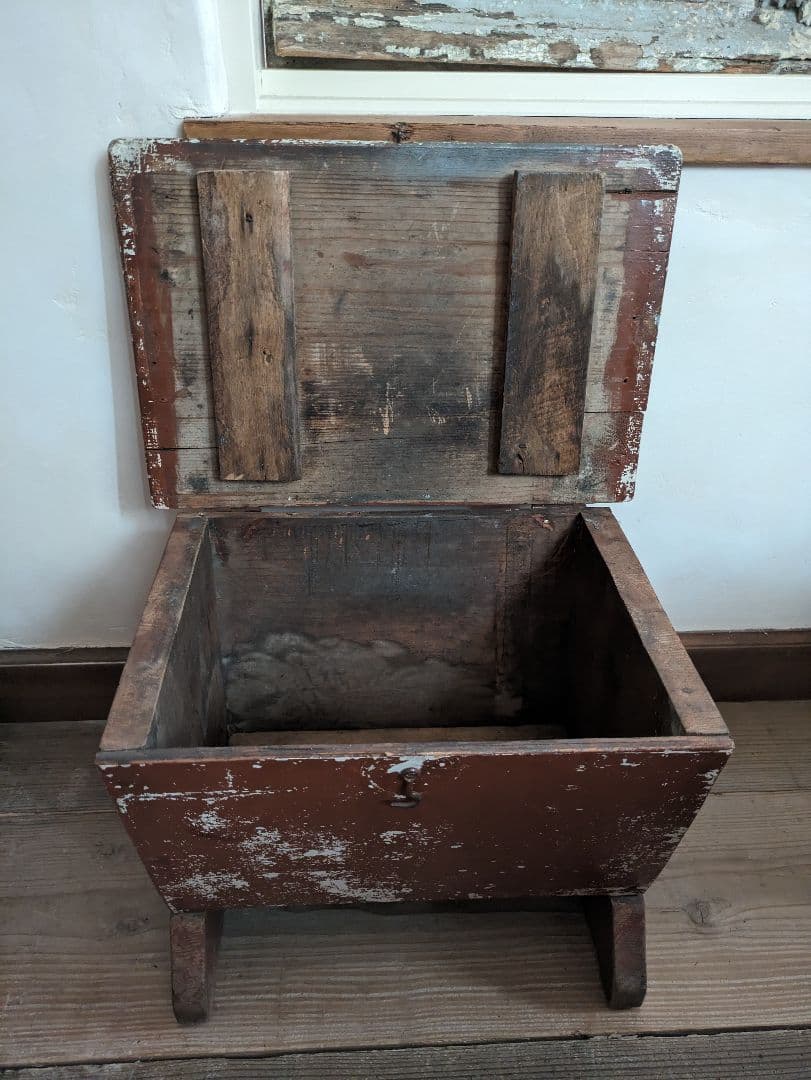 三連休値下げ アンティーク　ヴィンテージ　ペイント　フットスツール　収納