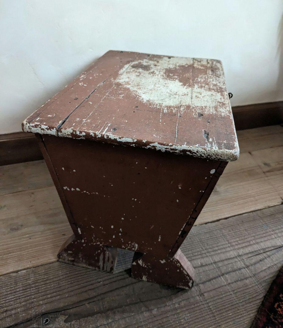 三連休値下げ アンティーク　ヴィンテージ　ペイント　フットスツール　収納