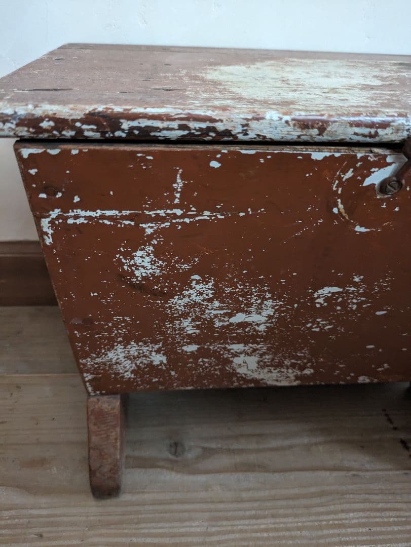 三連休値下げ アンティーク　ヴィンテージ　ペイント　フットスツール　収納