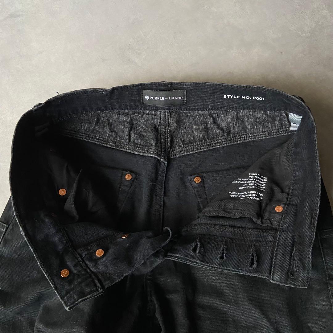 PURPLE BRAND グランジ ブラックスキニージーンズ P001 AW80