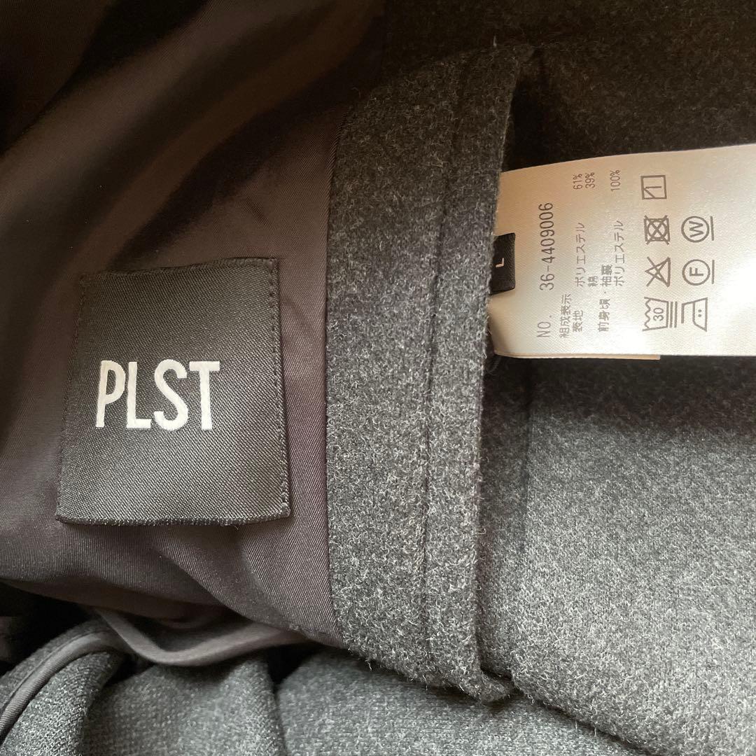【PLST】ダブルブレストコート　ダークグレー　L