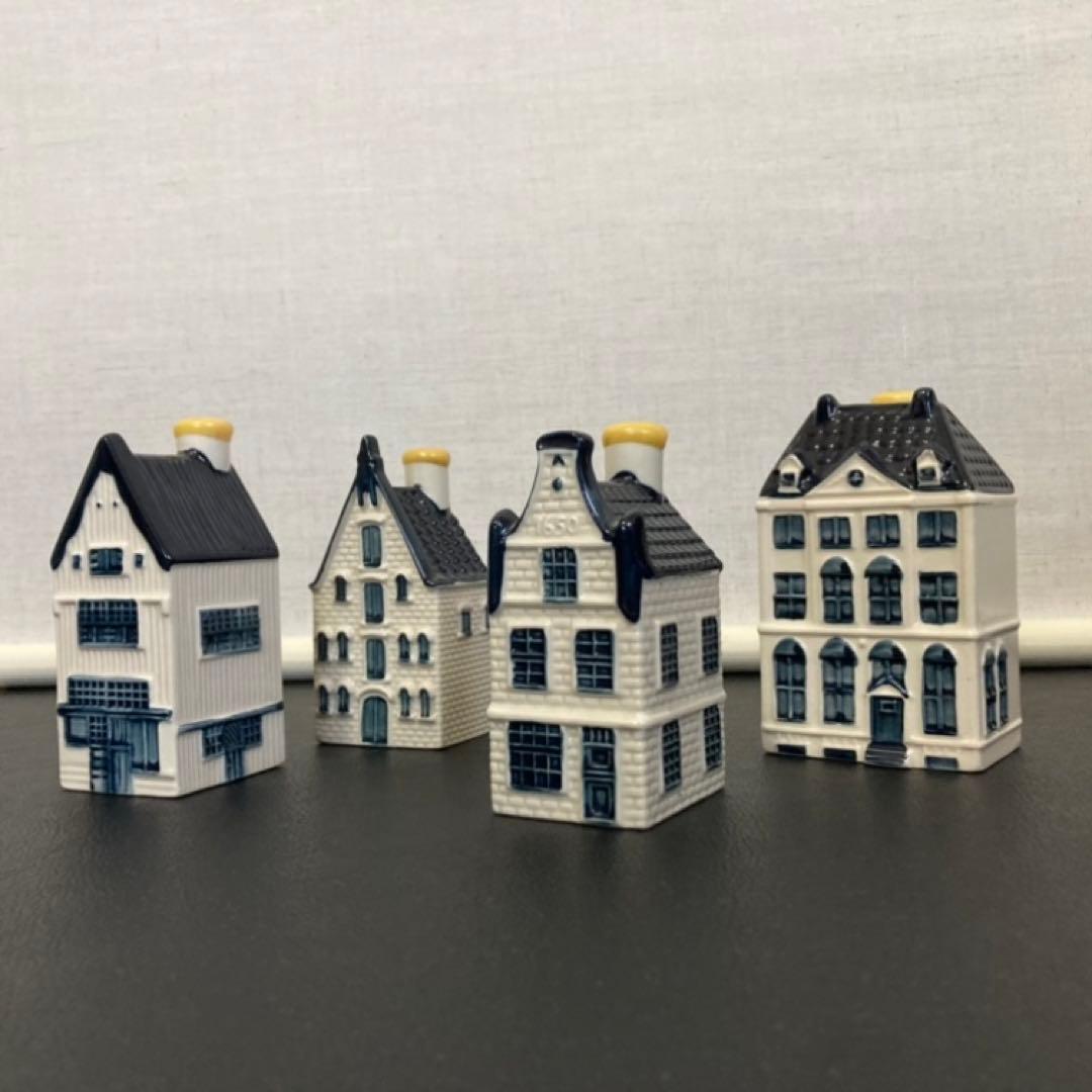 KLM オランダ航空 デルフトブルー ミニチュアハウス 家 陶器 4点 美品
