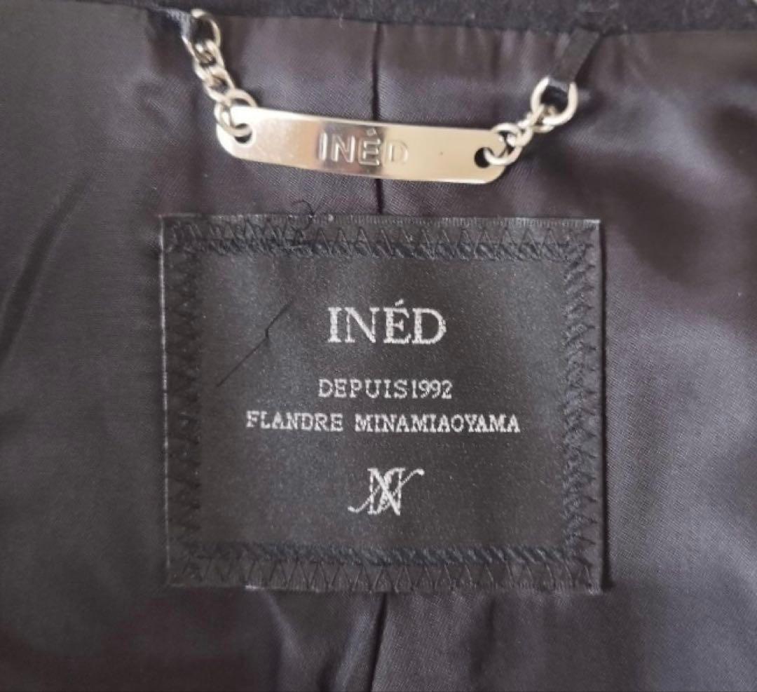 INED 11サイズ ウール ベルテッドコート 黒