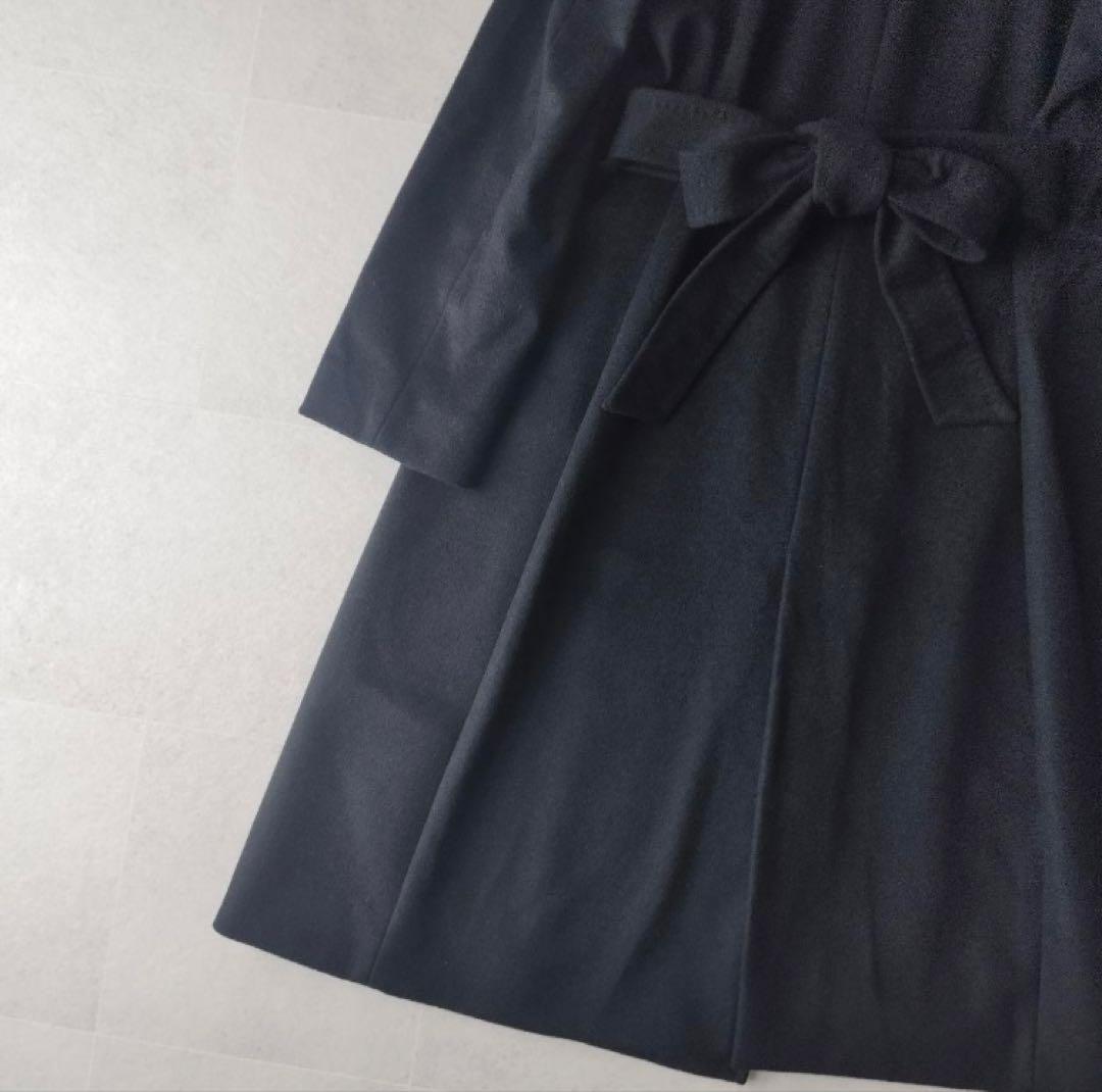 INED 11サイズ ウール ベルテッドコート 黒