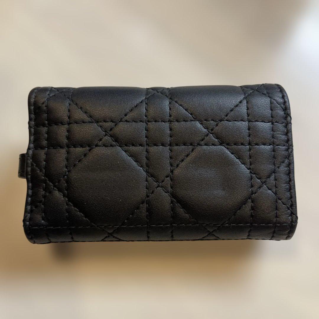 DIOR 【日本限定】キーケース カナージュラムスキン 黒 ゴールド