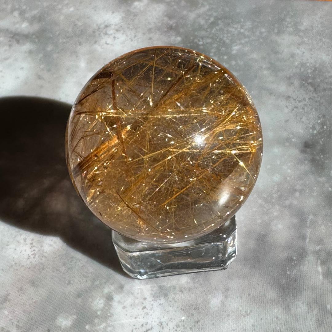 金運アップ◇ゴールドルチルクォーツ◇丸玉　約36.8㎜