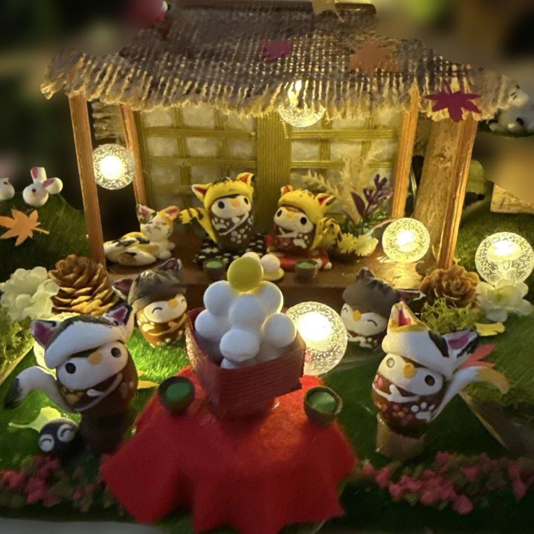 どんぐりアート♡お月見＆Halloweenねこ帽子BIGオブジェ♡