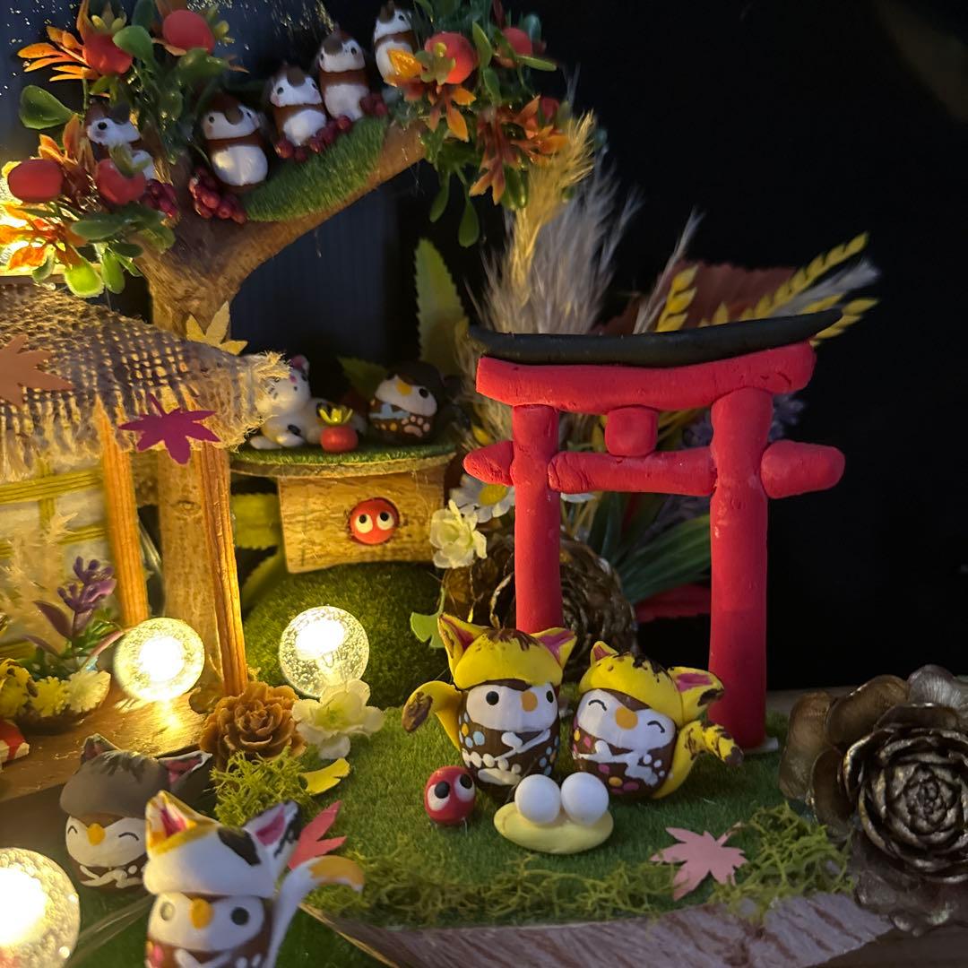 どんぐりアート♡お月見＆Halloweenねこ帽子BIGオブジェ♡