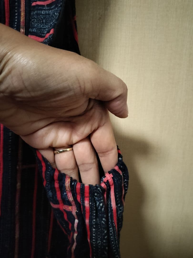 エスニック　オーバーオールミニワンピース　モン族衣類　古着　手刺繍　タイ製1