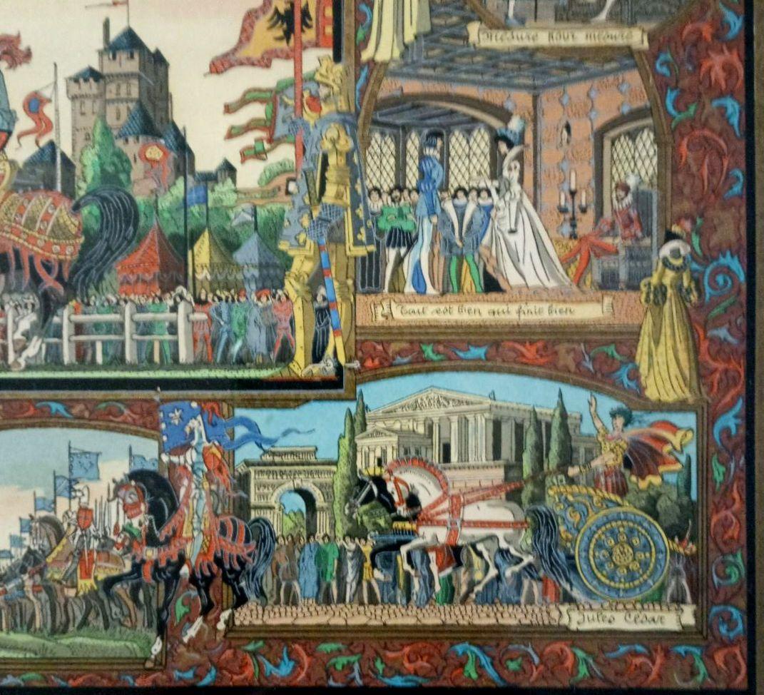 お値下げ 額装 J．Gradassi「シェークスピア劇 トーナメント戦」 細密