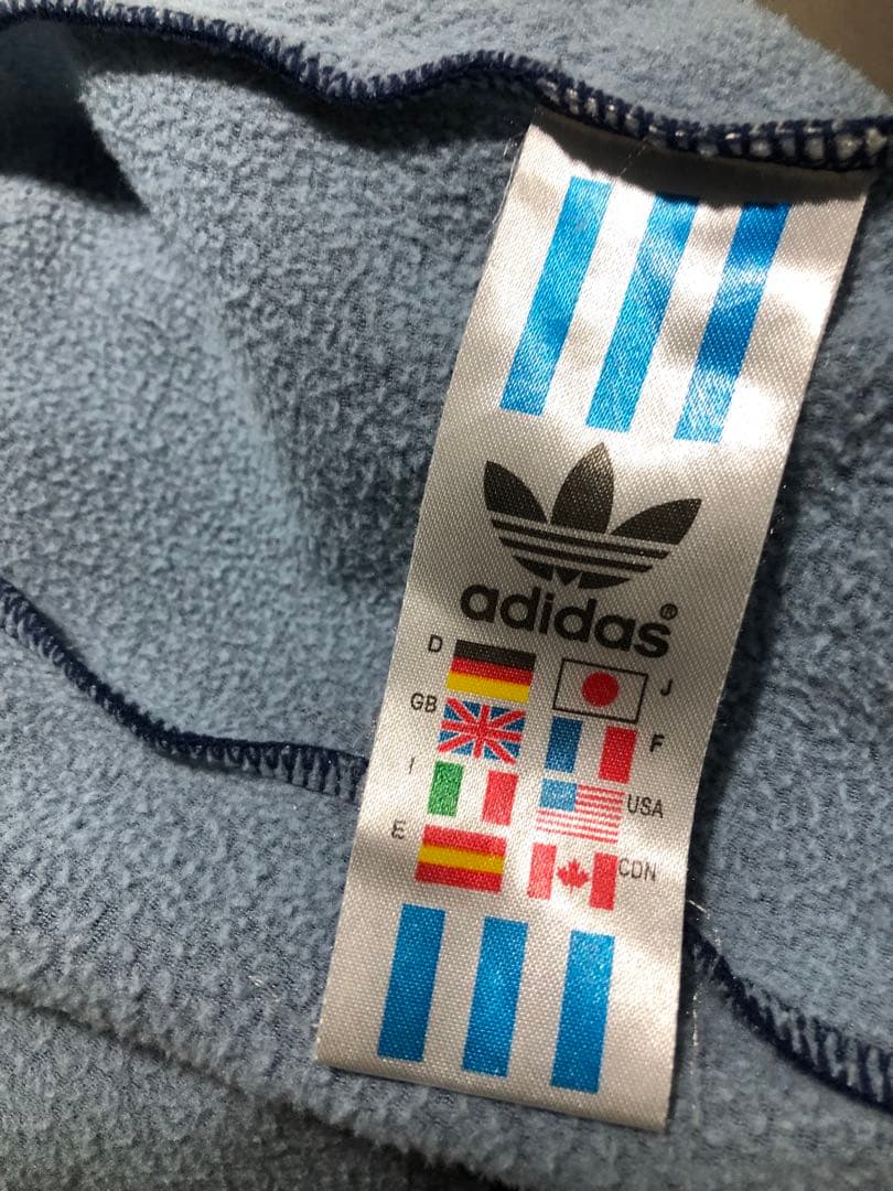 90s adidas 万国旗　トラックジャケット　水色スリーライン
