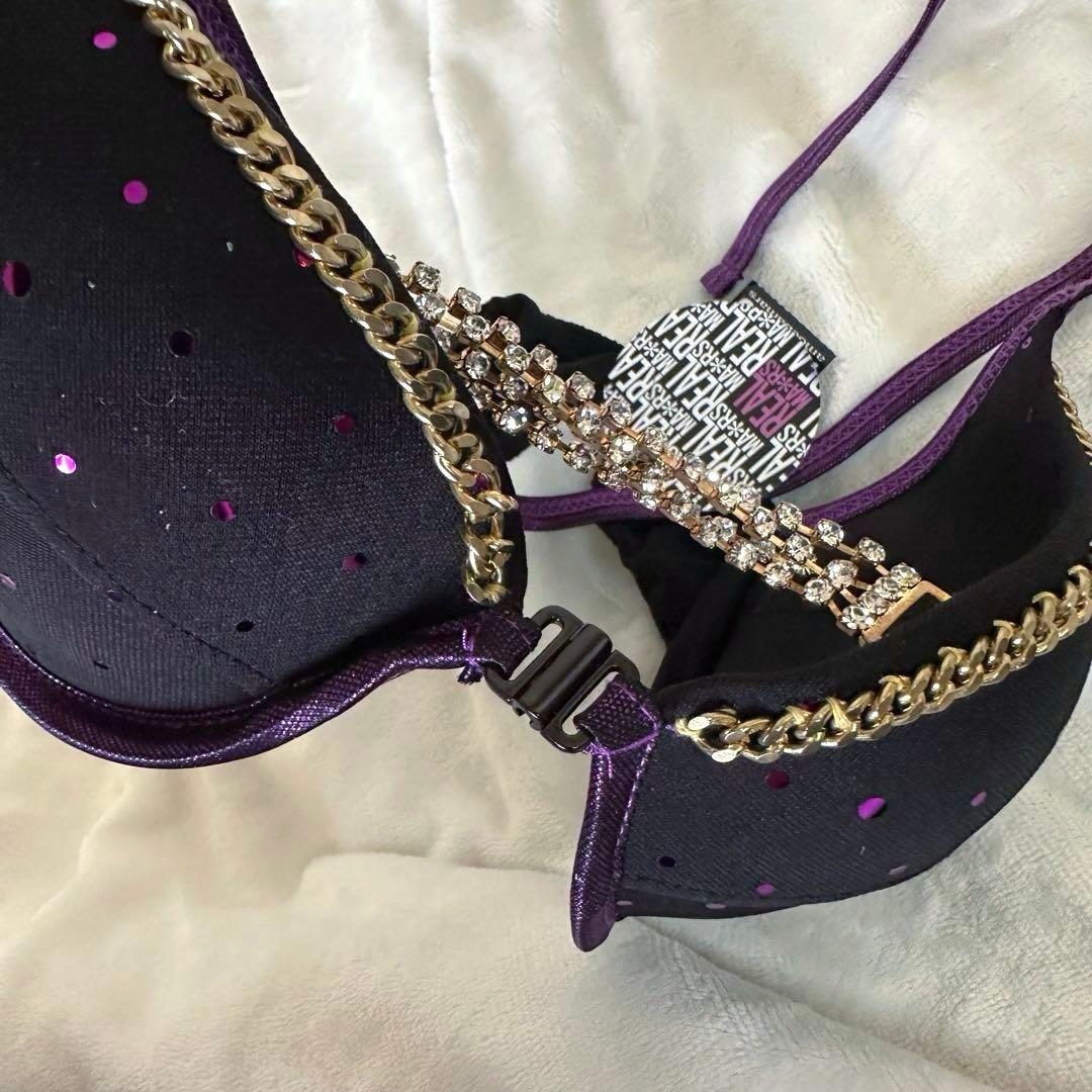 タグ付き【MA＊RS】チェーン付きスパンコールパープルラメ見せブラmars