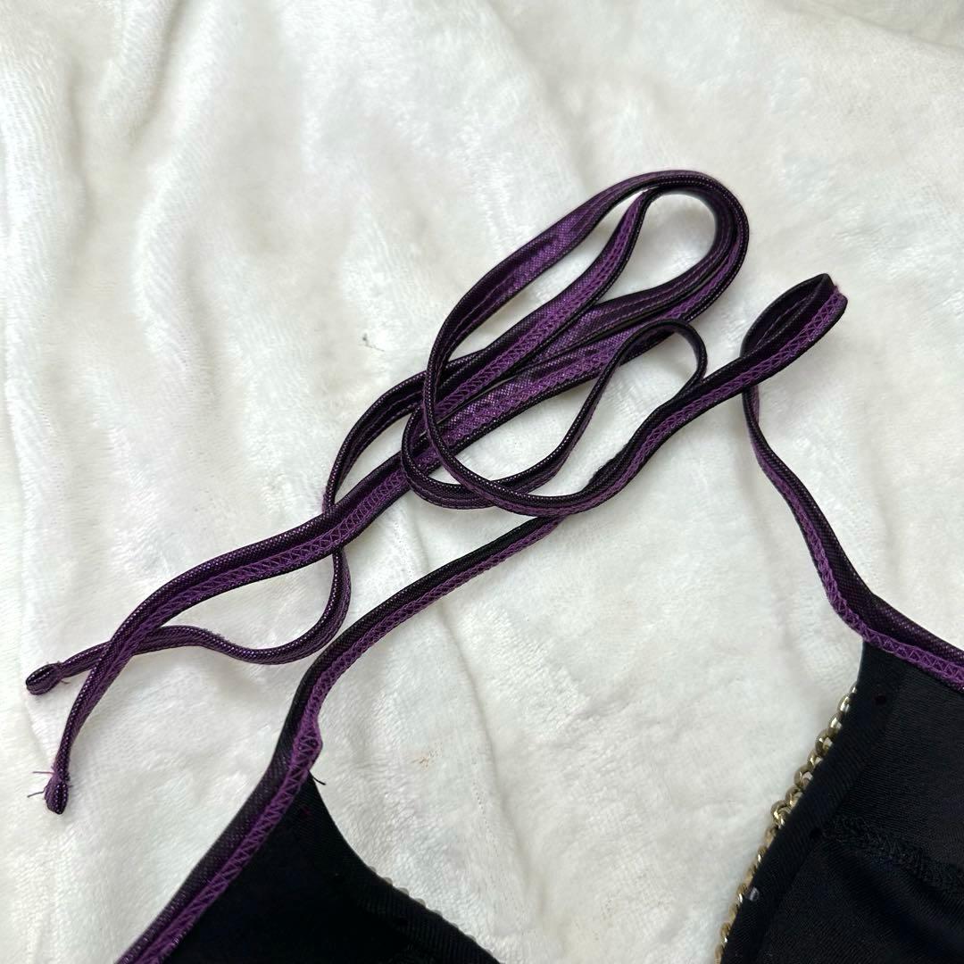 タグ付き【MA＊RS】チェーン付きスパンコールパープルラメ見せブラmars