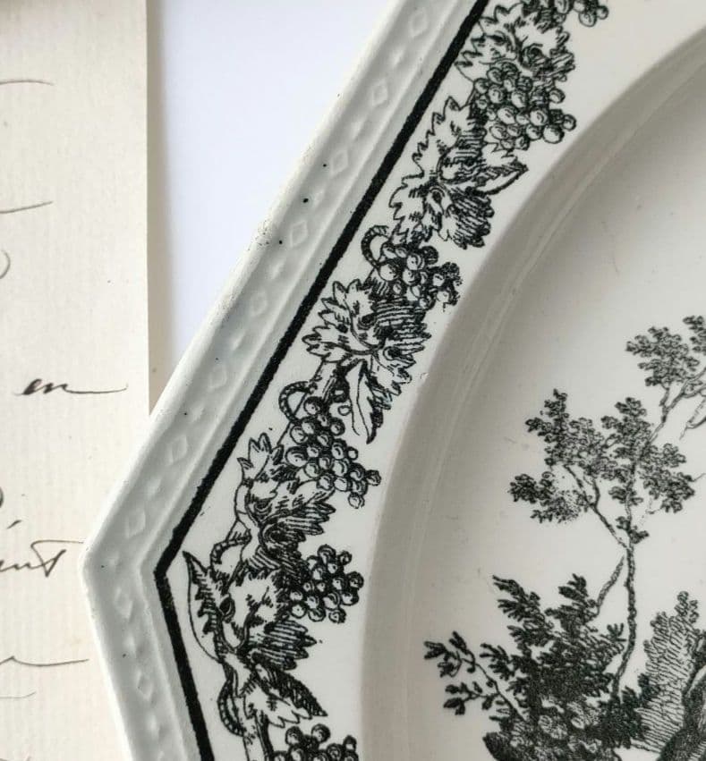 希少 美品 クレイユ グリザイユ オクトゴナル フランスアンティーク