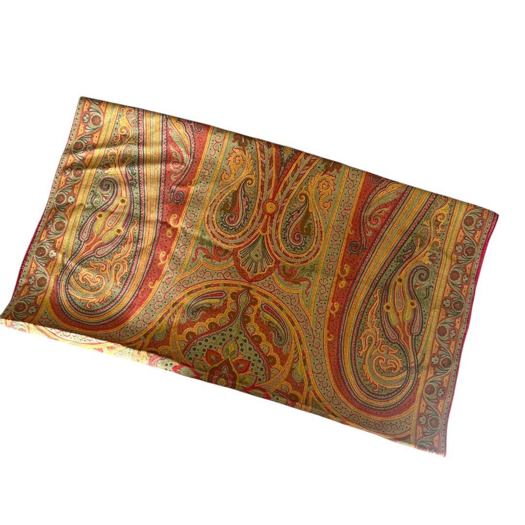 【未使用】ETRO ストール ショール 大判 ペイズリー ウール シルク