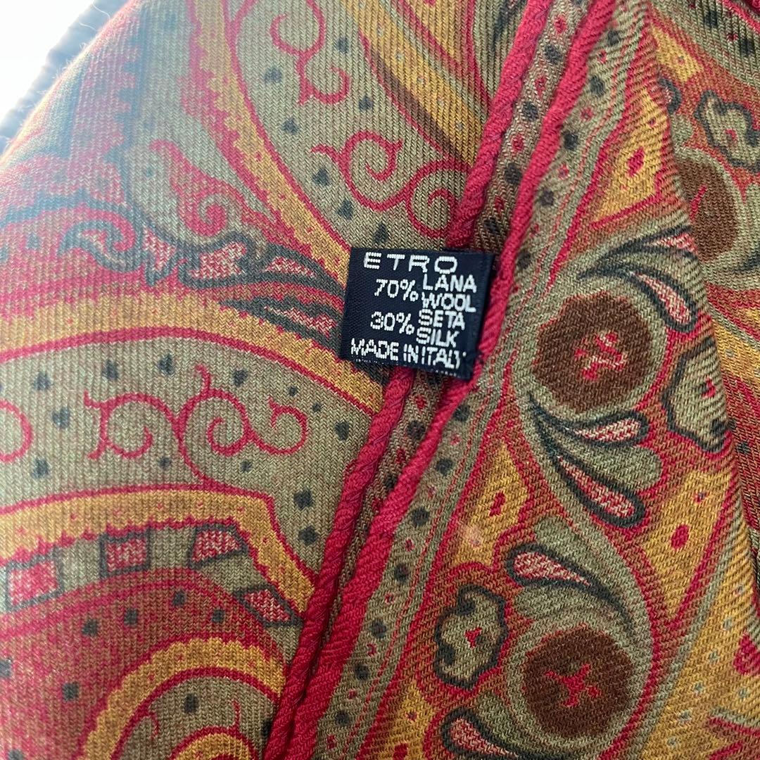 【未使用】ETRO ストール ショール 大判 ペイズリー ウール シルク