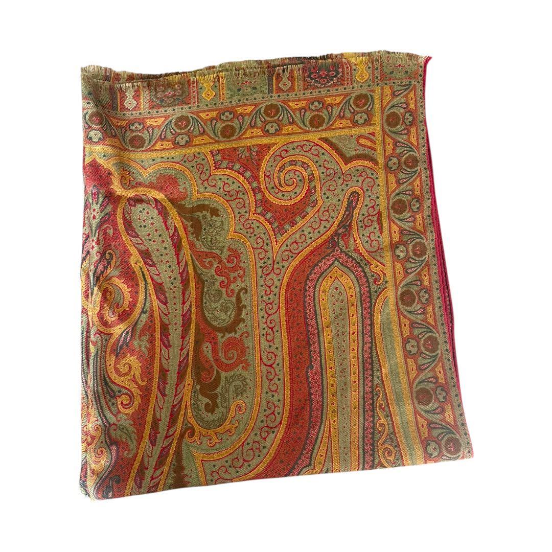 【未使用】ETRO ストール ショール 大判 ペイズリー ウール シルク