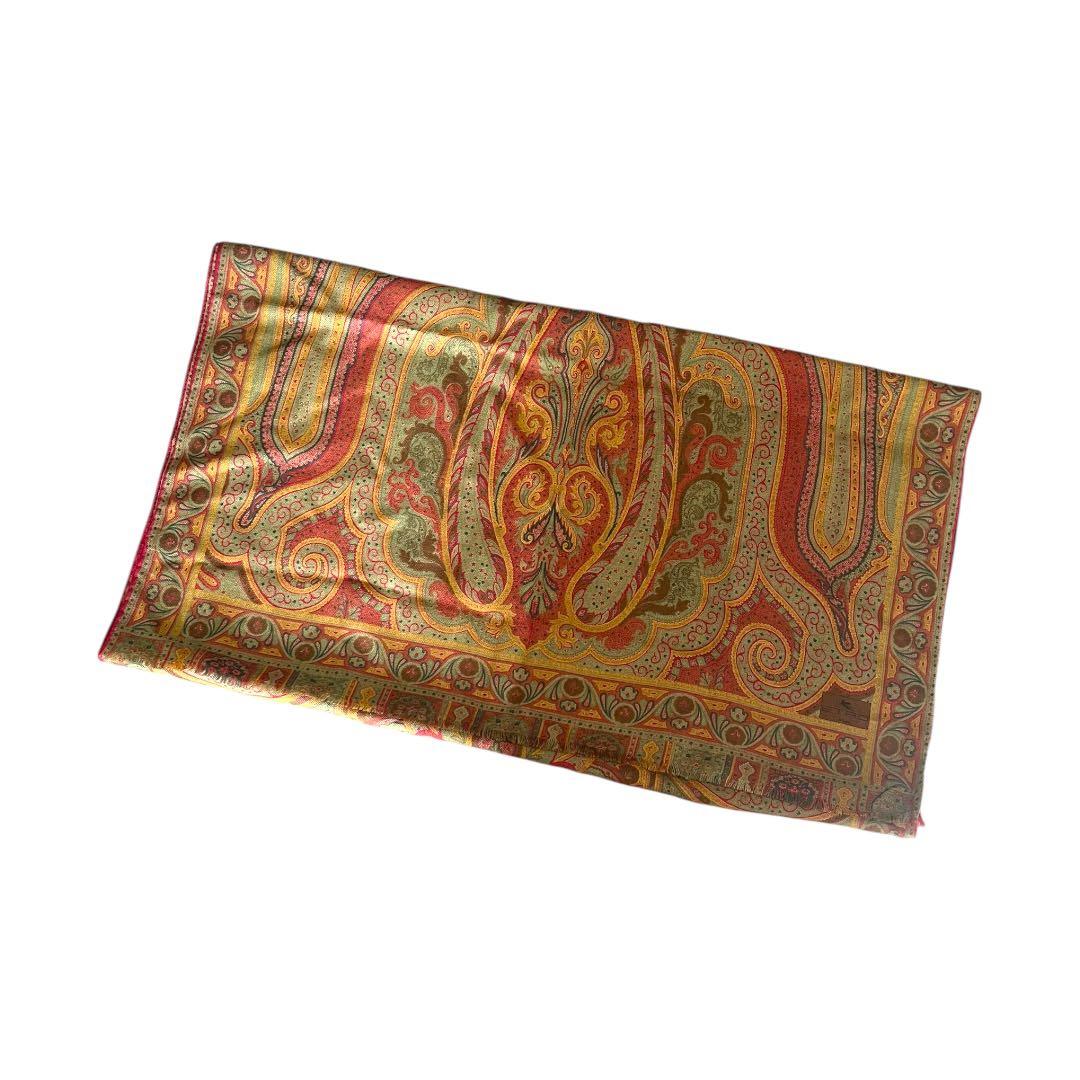 【未使用】ETRO ストール ショール 大判 ペイズリー ウール シルク