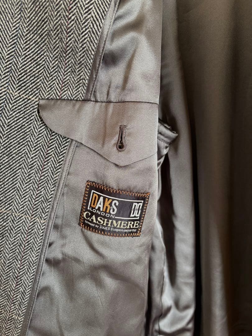 DAKS ダックス　カシミア　バルマカンコート　グレーチェック　サイズL