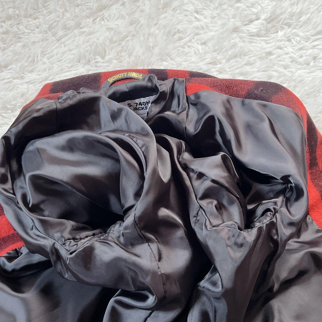 美品✨ショット 740N Pコート バッファローチェック 赤黒 38 USA製