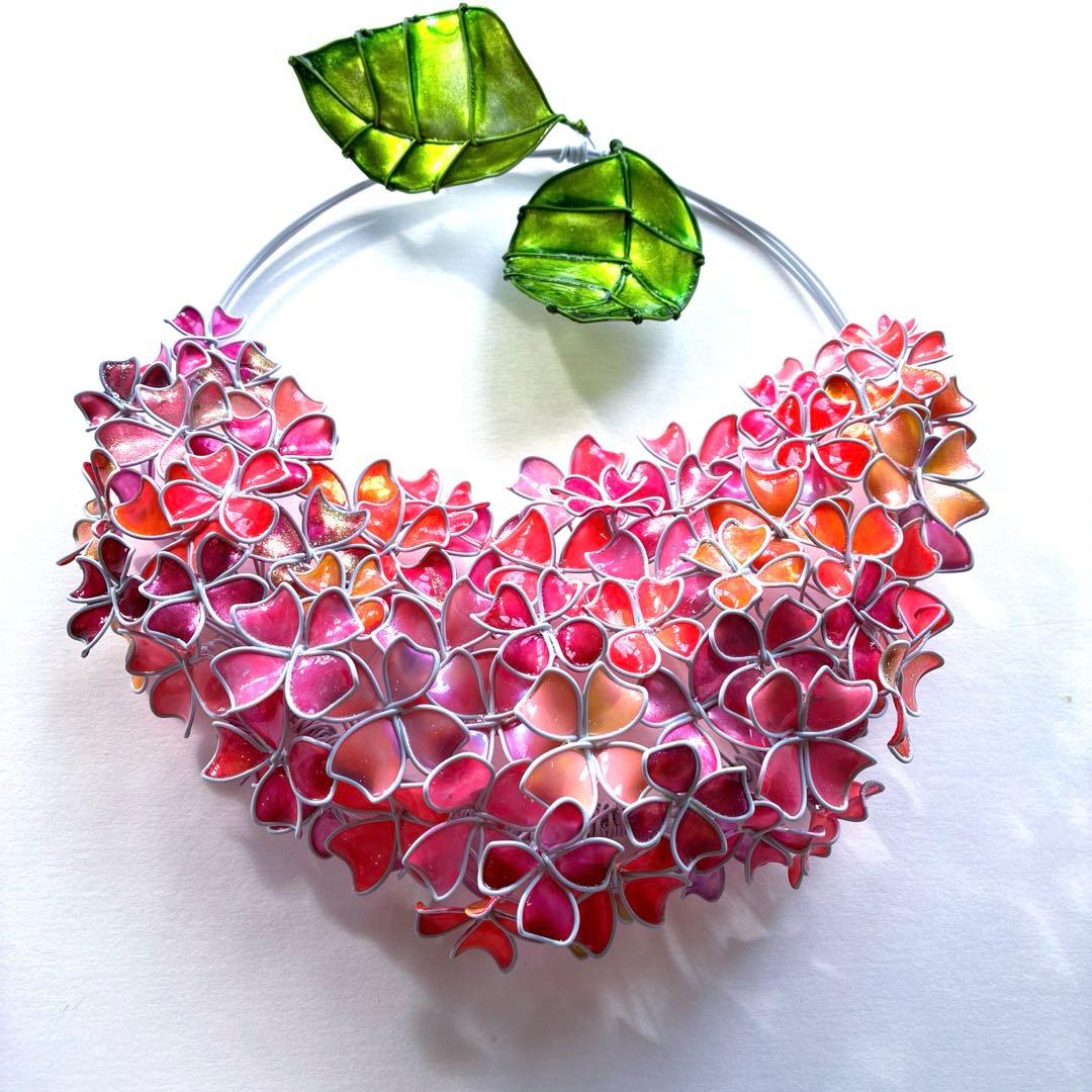 一点物　パーティーピンク　紫陽花ハーフリース　ワイヤークラフト　ディップアート