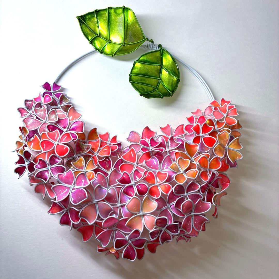 一点物　パーティーピンク　紫陽花ハーフリース　ワイヤークラフト　ディップアート