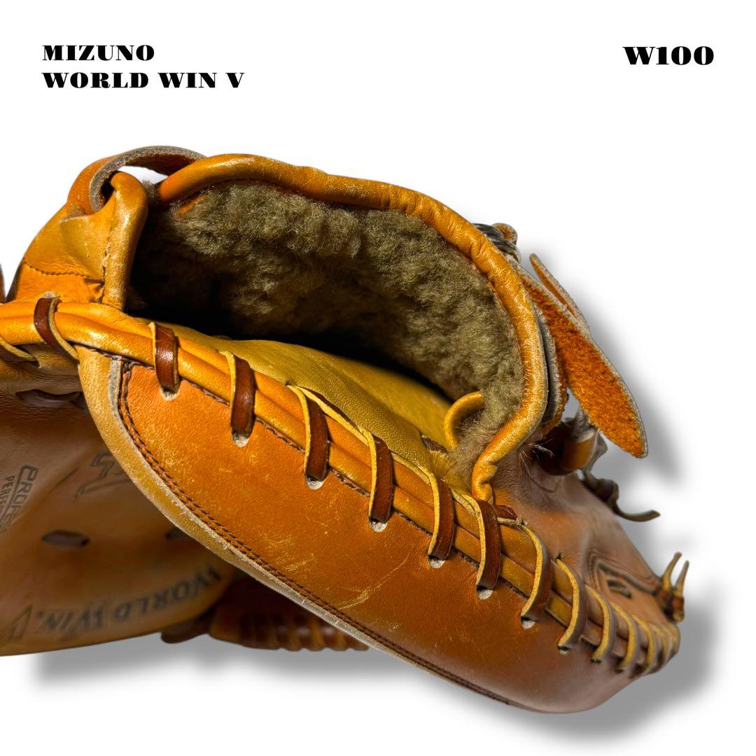 希少品！ 旧ミズノ キャッチャー ミット 捕手 オレンジ ワールドウィン