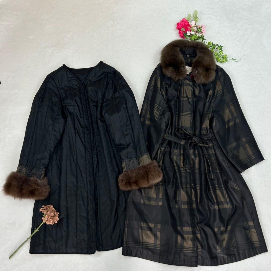 K70 M グレブティック ライナー付き ロングコート ブラック レディース