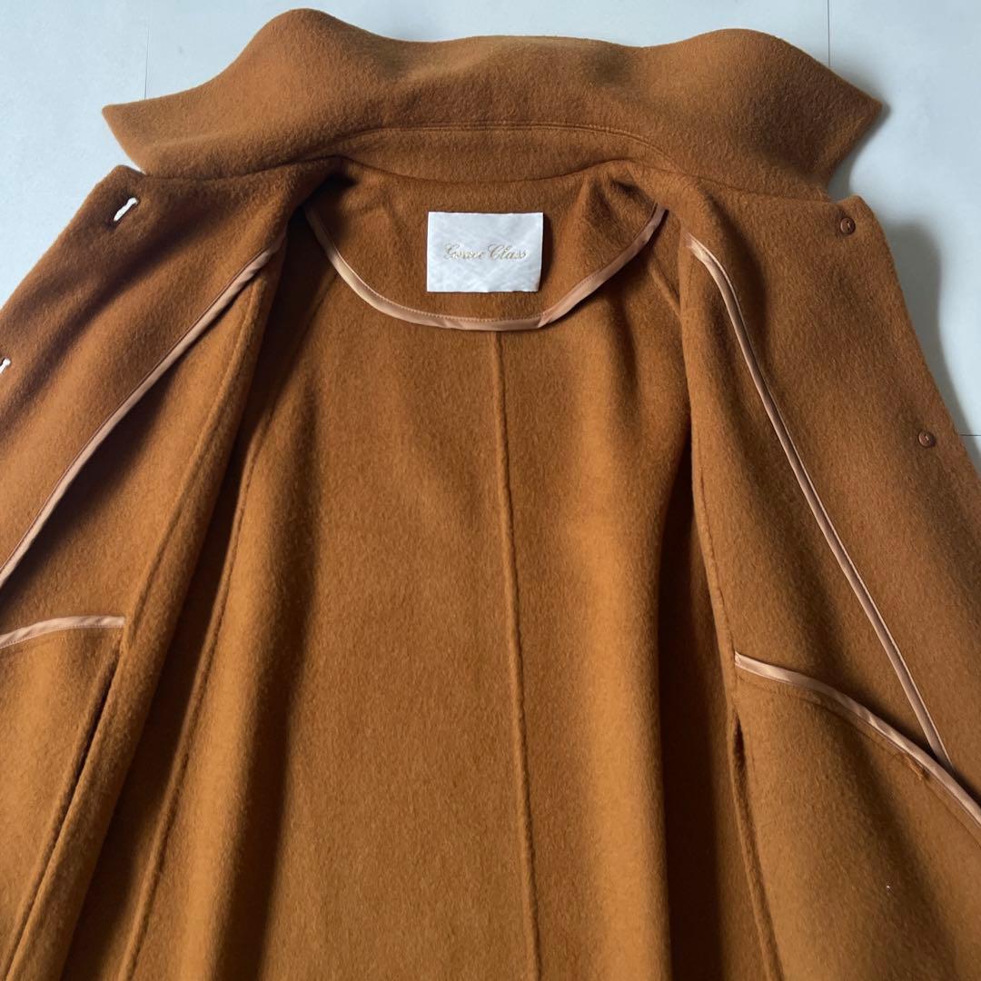 美品 グレースコンチネンタル リバーケープコート ポンチョ ブラウン 金ボタン