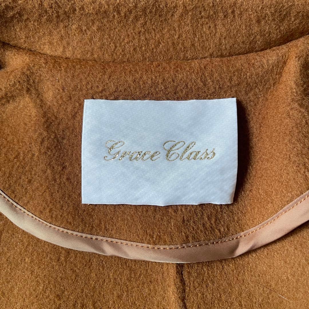 美品 グレースコンチネンタル リバーケープコート ポンチョ ブラウン 金ボタン