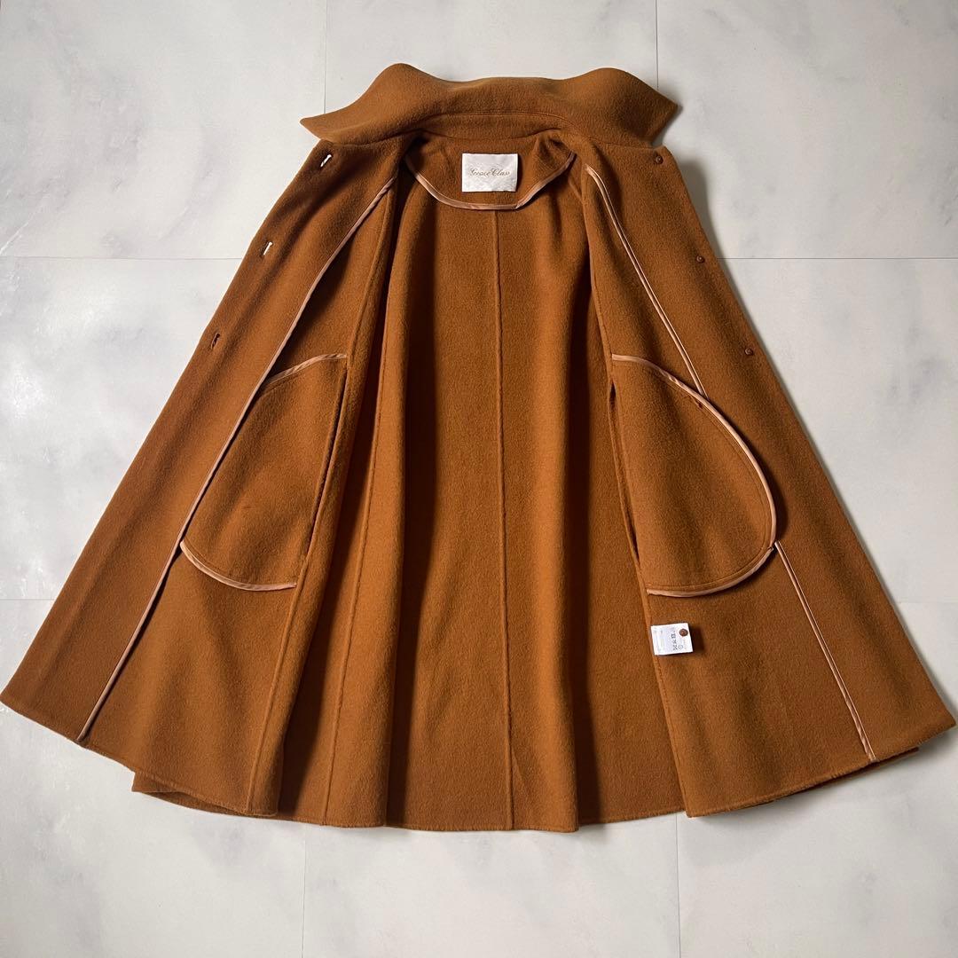 美品 グレースコンチネンタル リバーケープコート ポンチョ ブラウン 金ボタン