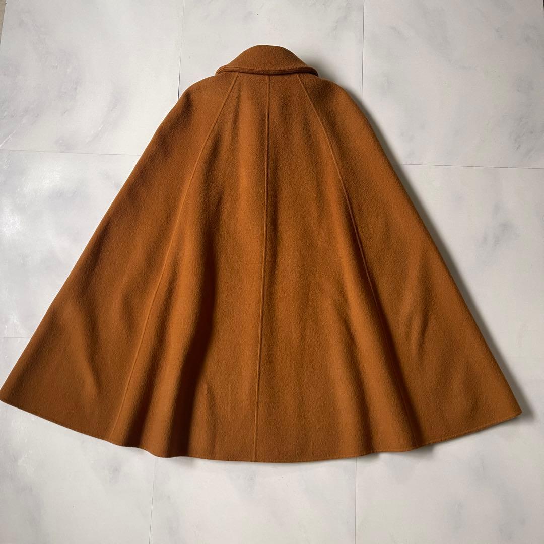 美品 グレースコンチネンタル リバーケープコート ポンチョ ブラウン 金ボタン