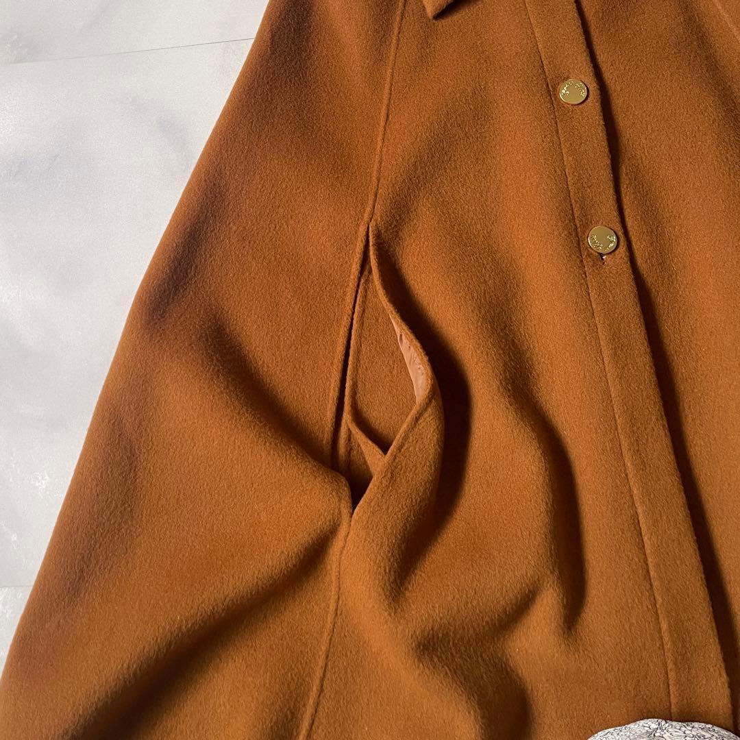 美品 グレースコンチネンタル リバーケープコート ポンチョ ブラウン 金ボタン