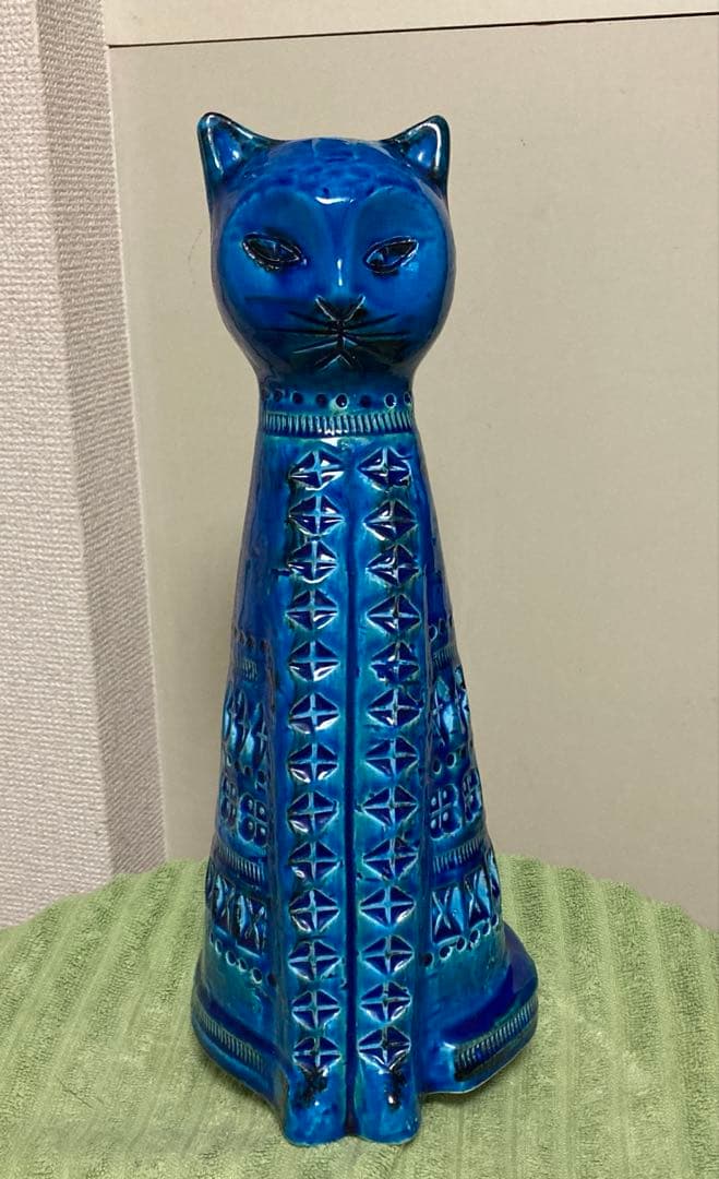 FLAVIA BITOSSI 大きめサイズのネコの陶器置物 レア ※刻印無し FLAVIA フラビア リミニブルー ネコ オブジェ 猫 SY3266Kの通販 by