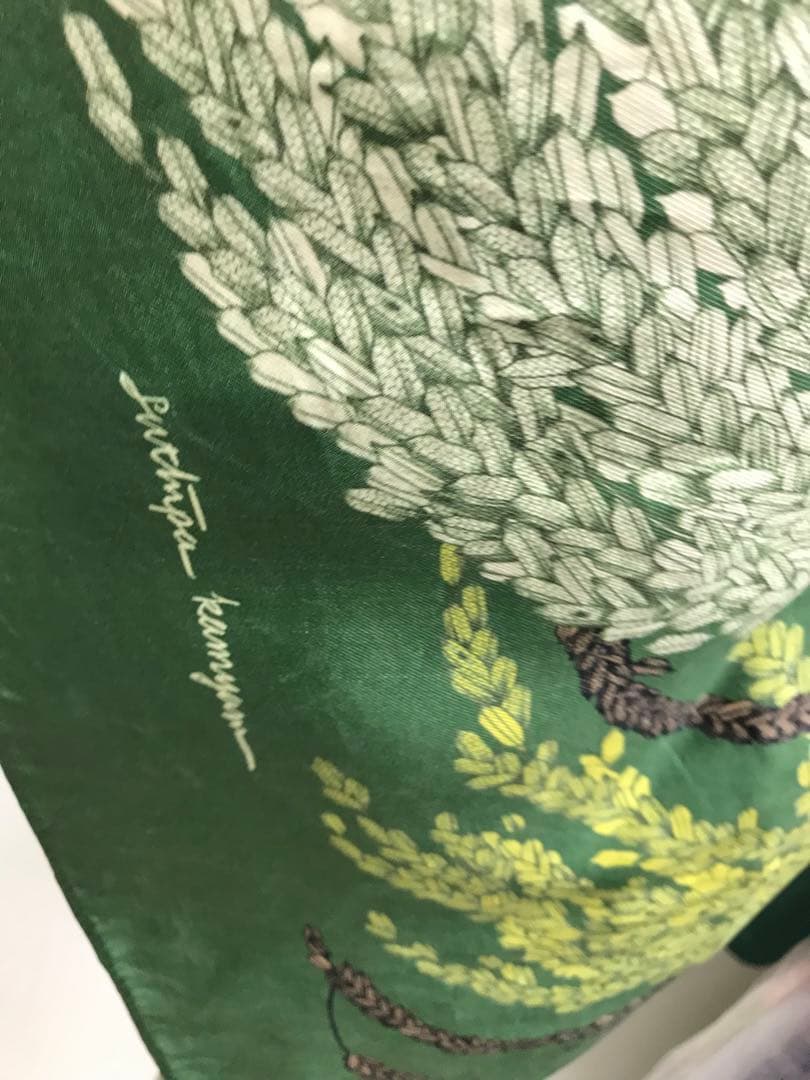 ジムトンプソンタイシルクライススカーフショールストールグリーン