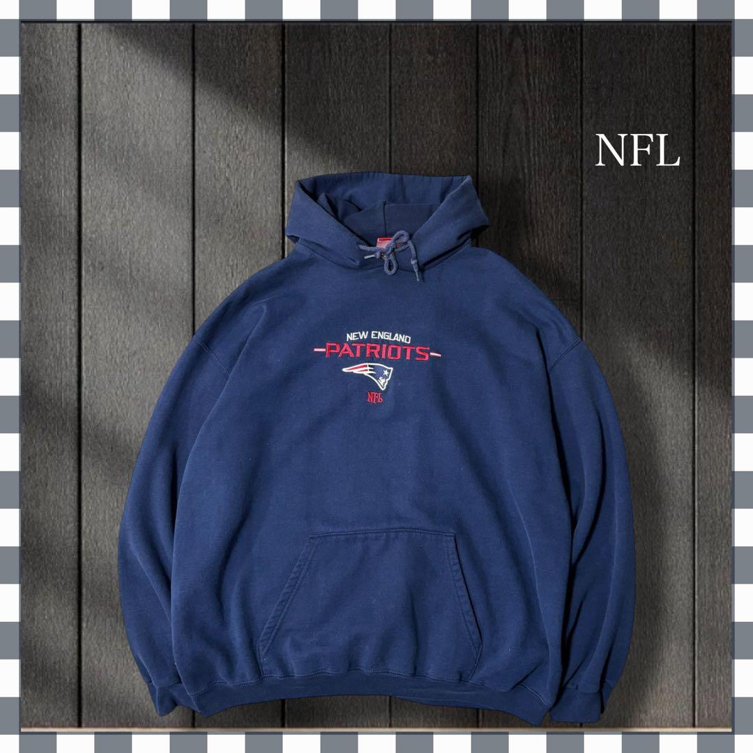4311/NFLペイトリオッツ チーム刺繍ロゴ パーカープルオーバーL相当