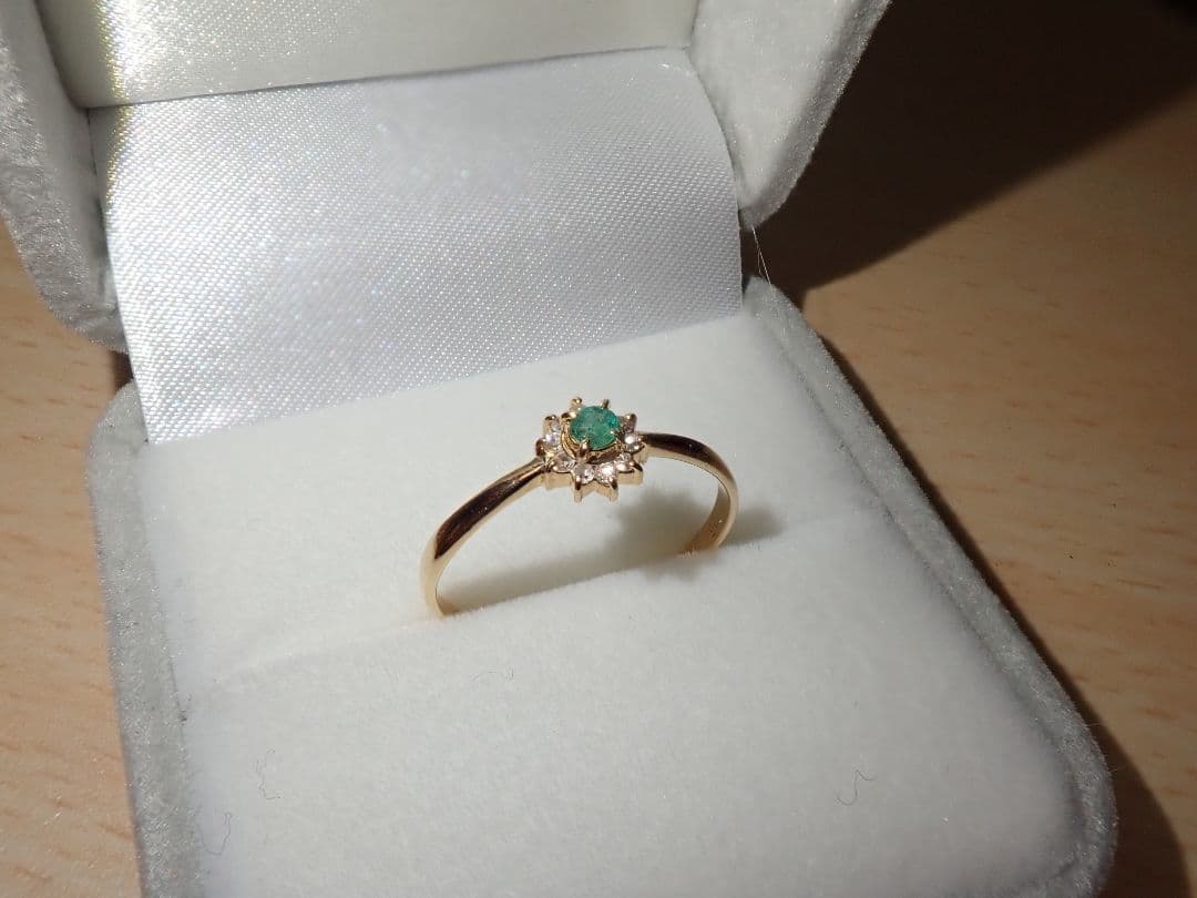 K18 天然エメラルド ダイヤモンド リング 12号